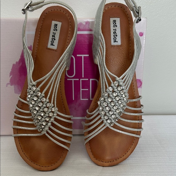 Not Rated Shoes - Not Rated Silver Rhinestone Multi-Strap Slingback Sandals